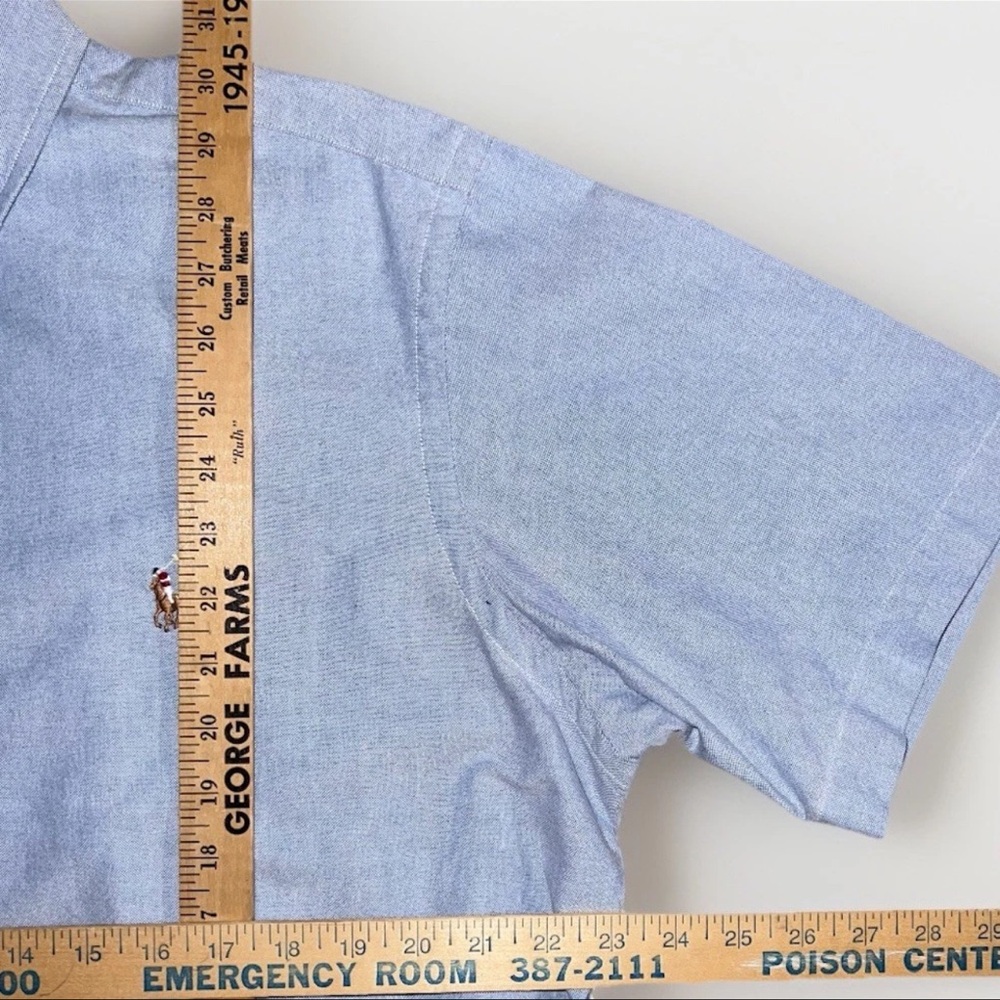 Vintage Polo Ralph Lauren Short Sleeve Button Shirt Men's Large Blue Flesh Pony - Picture 4 of 6